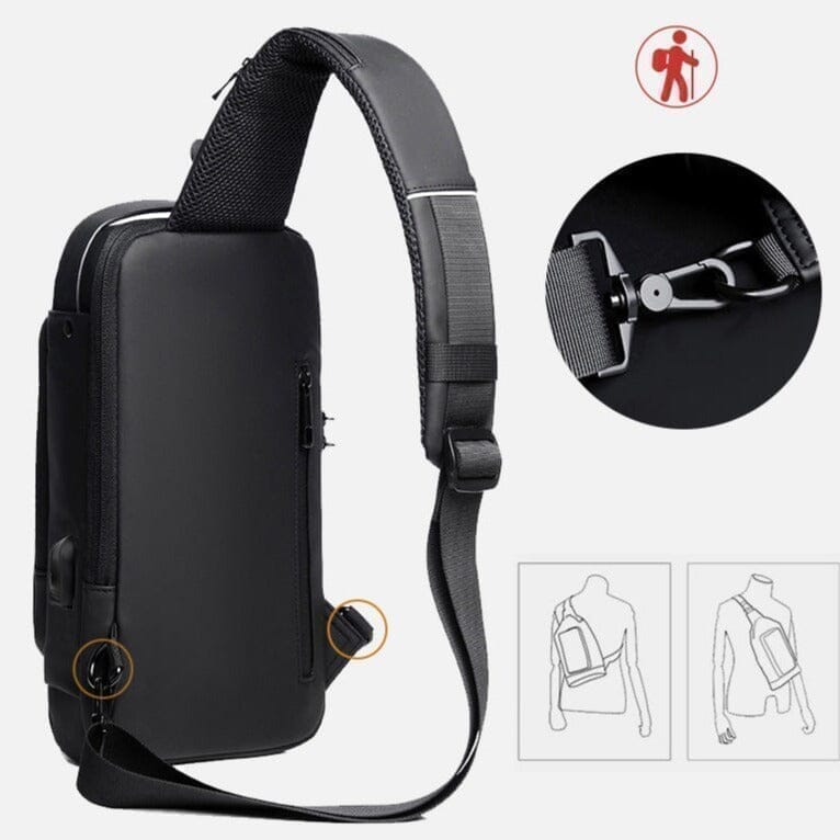 BD1 Newest Men's Anti-theft Chest Bag Shoulder Strap USB Rechargeable Crossbody School Short Distance Gym Men's Sports